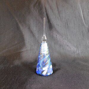 Signed Rose Tree Blue Art Glass Perfume Bottle # 23000